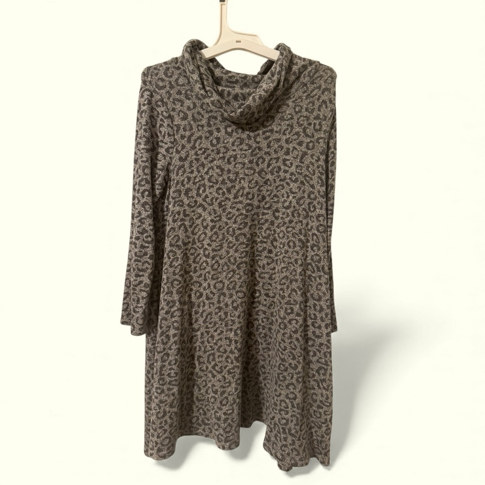Leopard Print Cowl Neck Dress